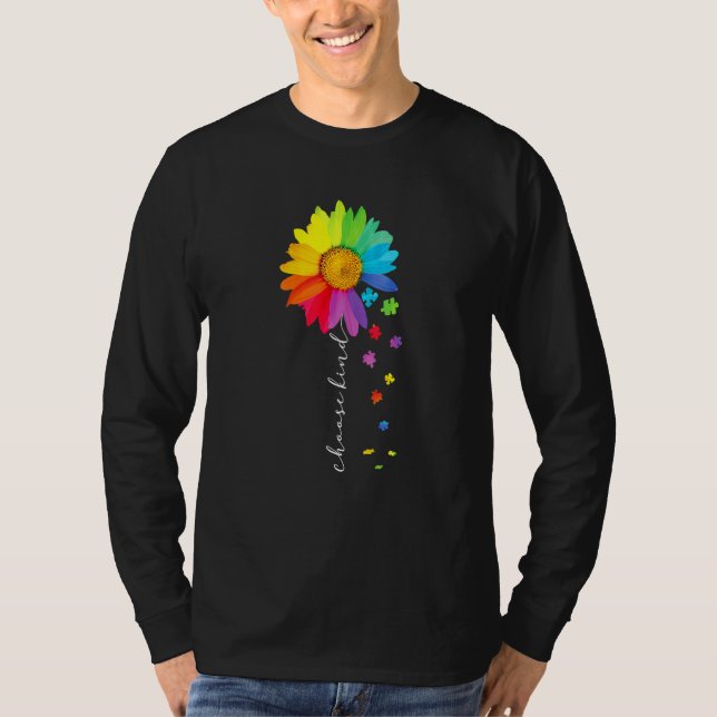 Wähle Kind Rainbow Sunflower Warrior Autismus Awar T-Shirt (Vorderseite)