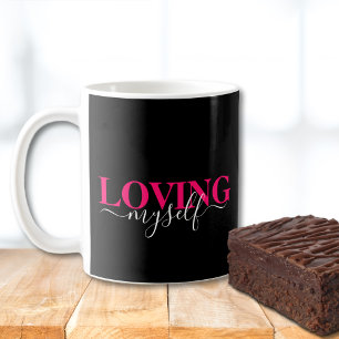 Wähle Selbstliebe Mich selbst lieben Rosa Weiß Kaffeetasse