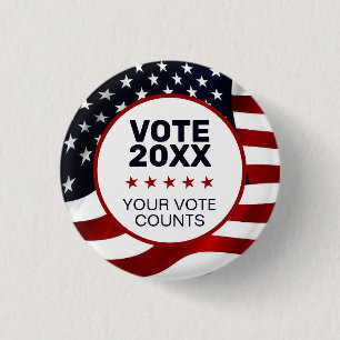 Wählen Sie 20XX US-Flagge Patriotisch Ihre Stimme Button