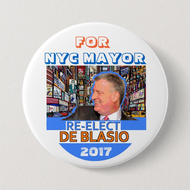 Wählen Sie Bill de Blasio Bürgermeister im Jahre Button (Vorderseite)