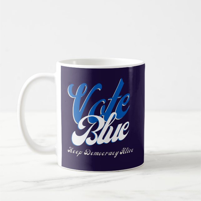 Wählen Sie Blue Retro Style Word Art Kaffeetasse (Links)