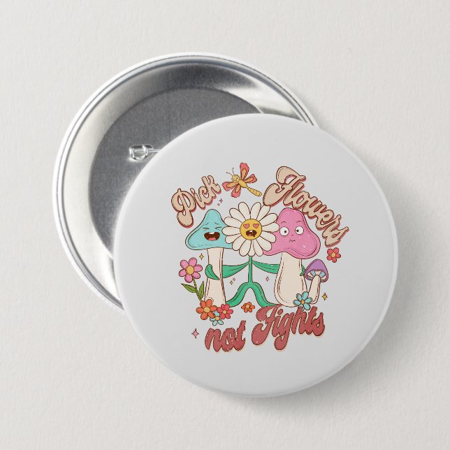 Wählen Sie Blume, nicht kämpfen - Niedliche und le Button (Vorne & Hinten)