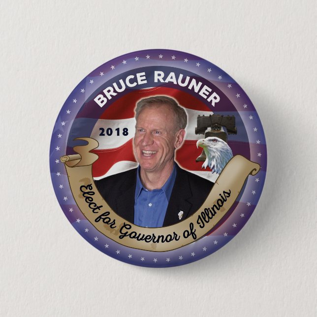 Wählen Sie Bruce Rauner für Gouverneur von Button (Vorderseite)