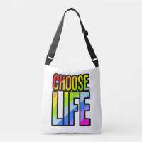 Wählen Sie das Leben bunt Text Slogan Tote Tasche