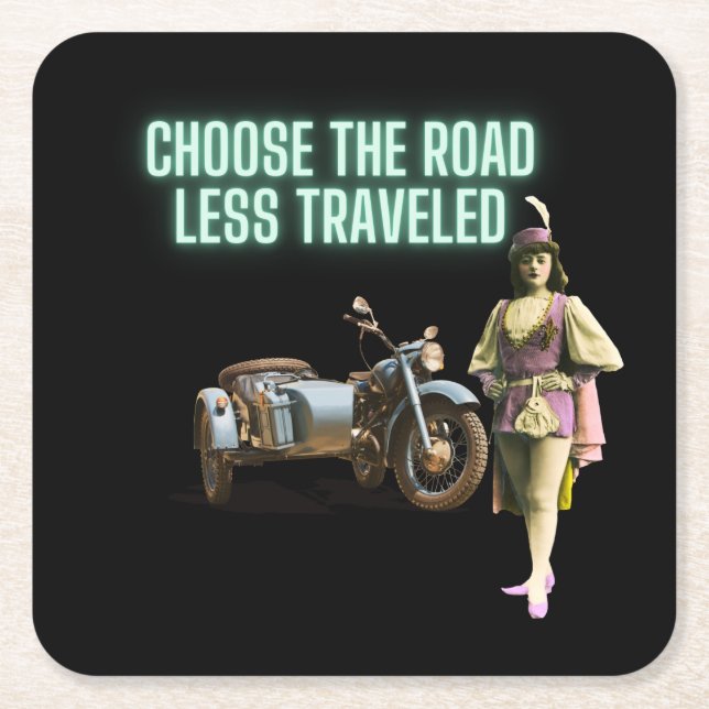 Wählen Sie die Road Lless Traveled Fun Altered Art Rechteckiger Pappuntersetzer (Vorderseite)