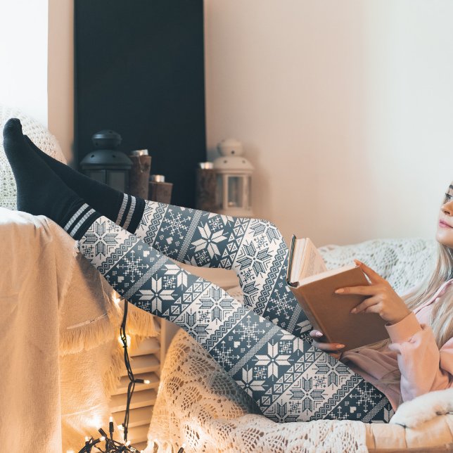 Wählen Sie ein beliebiges Farbwintermesse-Muster a Leggings (Choose Any Colour Winter Winter Fair Isle Pattern (Pick your own colour for the blue part!) )