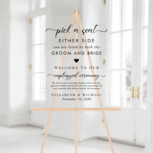 Wählen Sie einen Platz auf beiden Seiten, ohne Kab Acrylschild