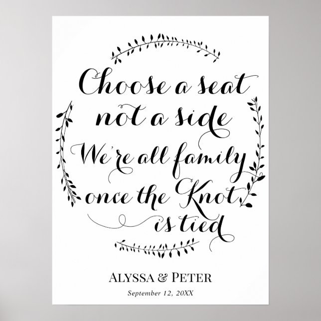 Wählen Sie einen Platz, kein Beiheftezeichen Poster (Vorne)