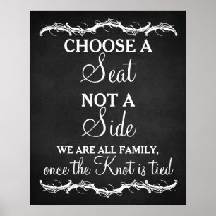 Wählen Sie einen Platz, kein Side-Calkboard-Hochze Poster