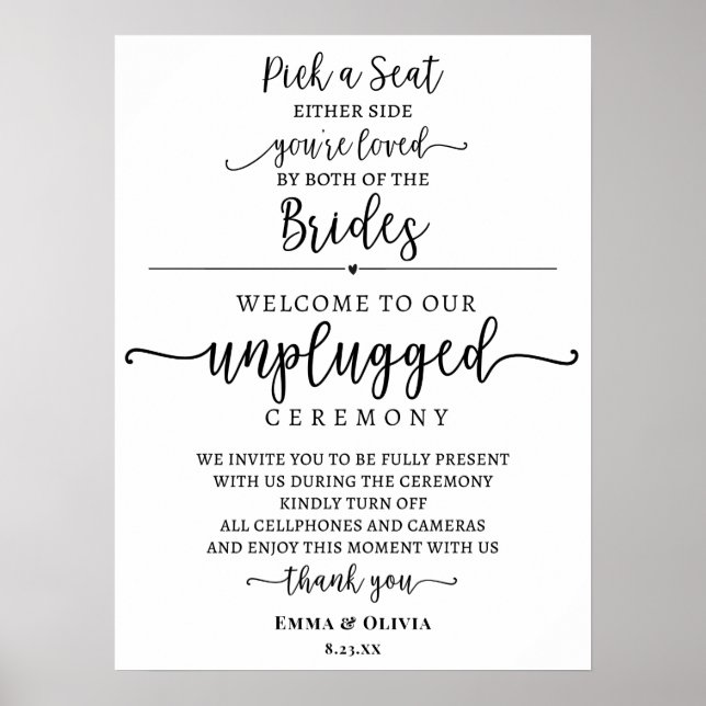 Wählen Sie einen Platz, ohne das Brides-Zeichen Poster (Vorne)