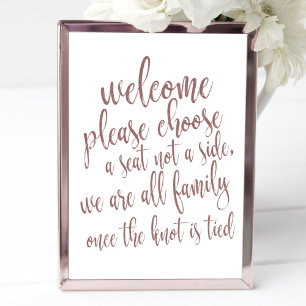 Wählen Sie einen Sitz Roségold Glitter 8x10 Hochze Poster