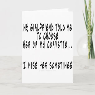 Wählen Sie Freundin oder Corvette Karte