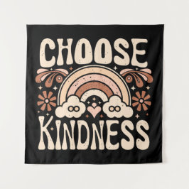 Wählen Sie Freundlichkeit groovy Hippie Zitate äst Wandteppich