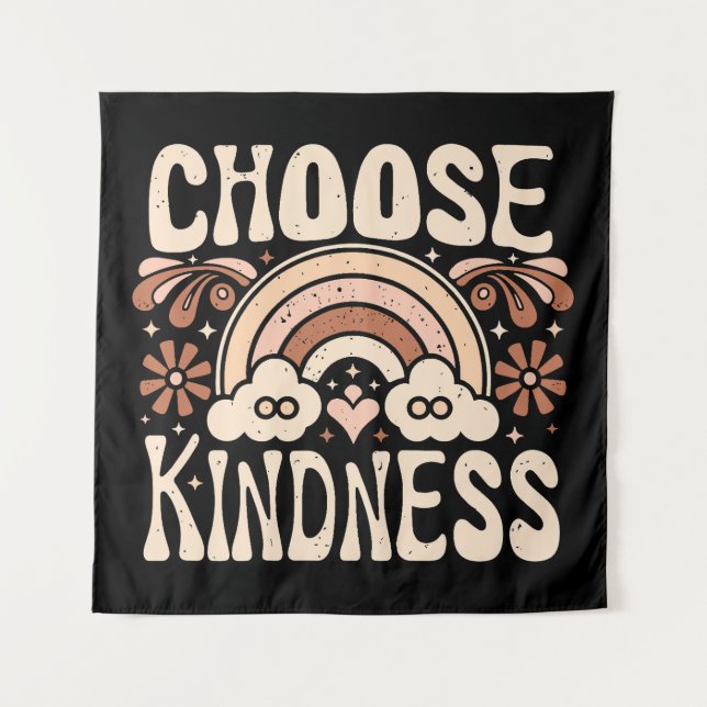 Wählen Sie Freundlichkeit groovy Hippie Zitate äst Wandteppich (Vorderseite)