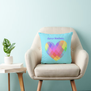 Wählen Sie Freundlichkeit. Rainbow Heart Kissen
