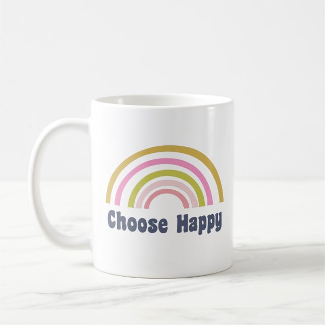 Wählen Sie Happy Niedlich Retro Rainbow Inspiratio Kaffeetasse (Links)