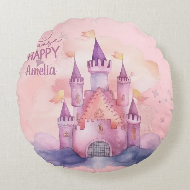 Wählen Sie Happy Palace individuell anpassbar Rundes Kissen (Vorderseite)