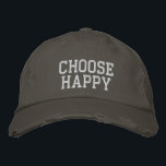 Wählen Sie "Happy Positive Mindset Motivierend Quo Bestickte Baseballkappe<br><div class="desc">Mit diesem "Choose Happy"-Design mit einem kühlen, bedrückten Typografie-Stil können Sie überall Positivität vermitteln. Ideal für diejenigen, die Liebe erlesene Botschaften, Achtsamkeit und ein lässiges und dennoch stilvolles Aussehen. Eine großartige Wahl für den Alltag, Fürsprecher der Selbstversorgung oder als nachdenkliches Geschenk für jeden, der an den Power des Optimismus glaubt....</div>