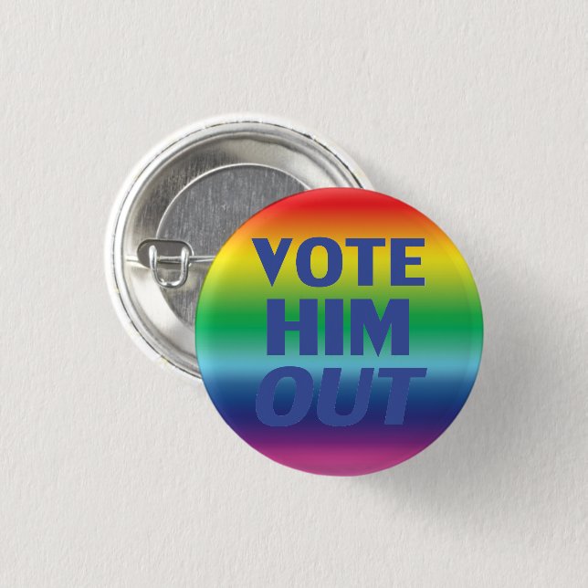 Wählen Sie Him Out Regenbogengefälle lgbtq Stolper Button (Vorne & Hinten)