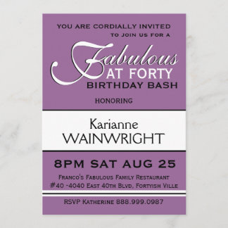 Wählen Sie Ihre Farb40. Geburtstags-Party-Art Einladung