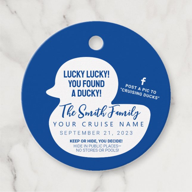Wählen Sie Ihre Farbe Cruise Duck Geschenkanhänger (Vorderseite)