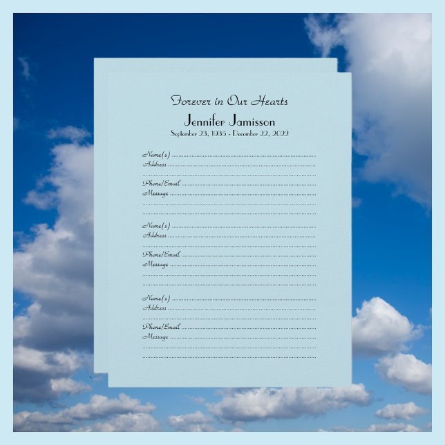 WÄHLEN SIE IHRE FARBE, Memorial Book Filler Page (Von Creator hochgeladen)