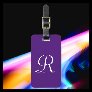 WÄHLEN SIE IHRE FARBE ODER IHREN Lila Monogramm-Be Gepäckanhänger