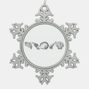 Wählen Sie Ihre Farbseashell-Kunst Schneeflocken Zinn-Ornament