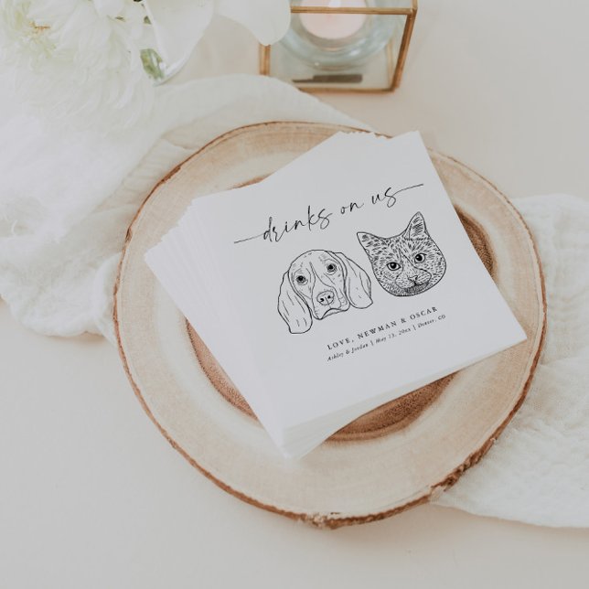 WÄHLEN SIE IHRE PETS Hochzeitskat + Hundeflocken a Serviette (Von Creator hochgeladen)