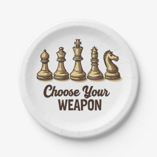 Wählen Sie Ihren Weapon Funny Schach Pieces Player Pappteller