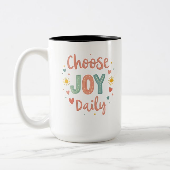 Wählen Sie Joy Daily Pastel Doodle Icon Zweifarbige Tasse (Links)