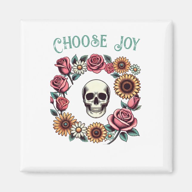 Wählen Sie Joy Skull und Blume Magnet (Vorne)