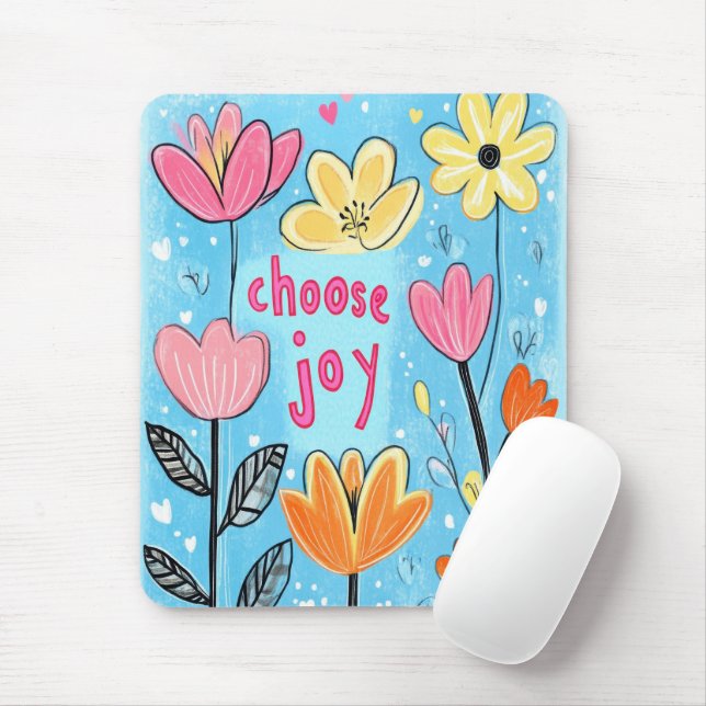 Wählen Sie Joy Whimsical Folk Art Floral Mousepad (Mit Mouse)