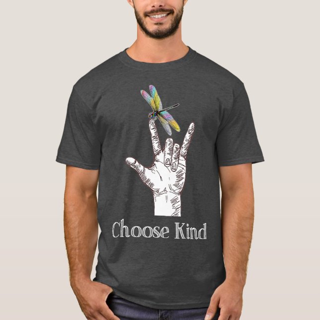 Wählen Sie Kind Dragonfly I Liebe Sie ASL Sign Dea T-Shirt (Vorderseite)