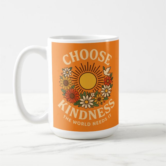 Wählen Sie Kindness Retro Floral Art Kaffeetasse (Links)