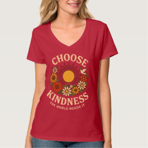 Wählen Sie Kindness Retro Floral Art T-Shirt