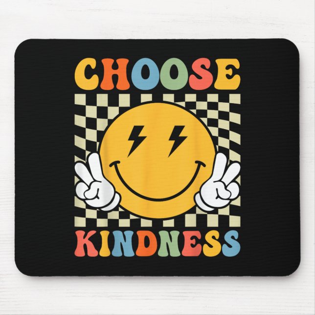Wählen Sie Kindness Retro Groovy Sei nett Inspirat Mousepad (Vorne)