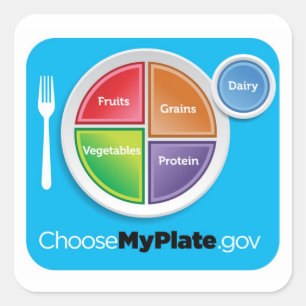 Wählen Sie MyPlate-Aufkleber - Blau Quadratischer Aufkleber