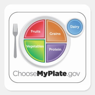Wählen Sie MyPlate-Aufkleber - Weiß Quadratischer Aufkleber