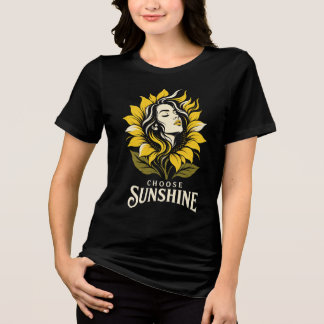 Wählen Sie Sonnenblumen-Frauen-Blumenporträt Sonne Tri-Blend Shirt