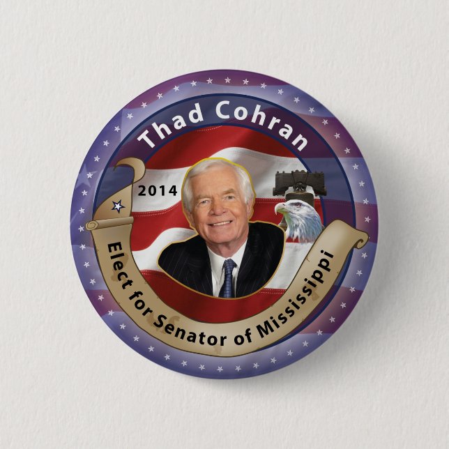 Wählen Sie Thad Cohran für Senator von Mississippi Button (Vorderseite)