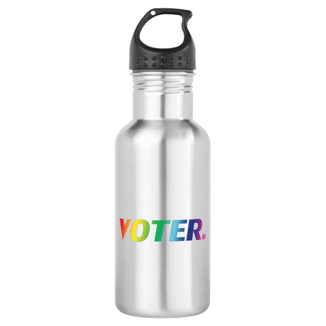 "Wähler" Regenbogenfarben lgbt Edelstahlflasche (Vorderseite)