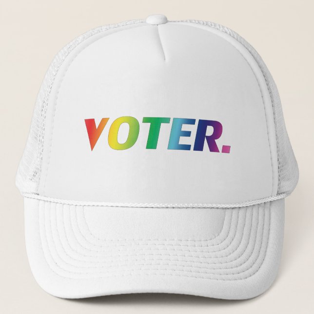 "Wähler" stolz auf Regenbogenfarben Truckerkappe (Vorderseite)