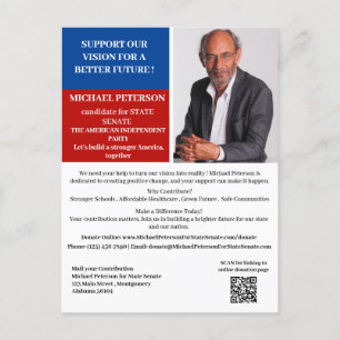 Wahlkampagne zur Finanzierung der Spenden Postkarte