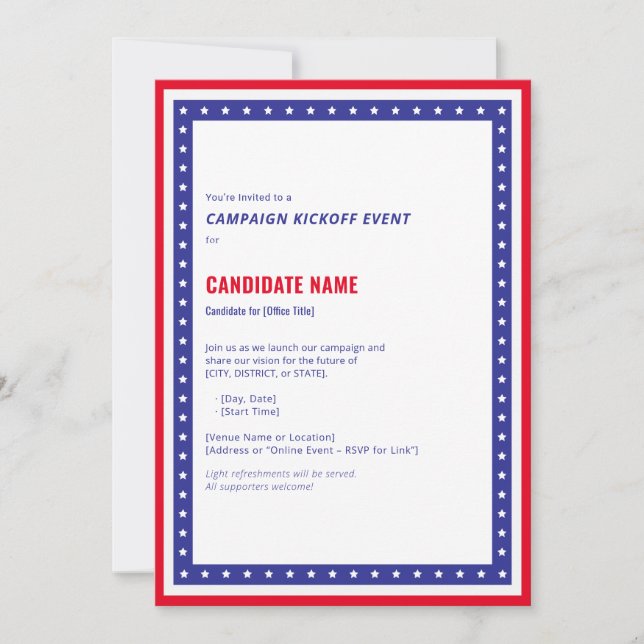 Wahlkampfflugzeug-Foto für die Kandidatur politisc Einladung (Vorderseite)