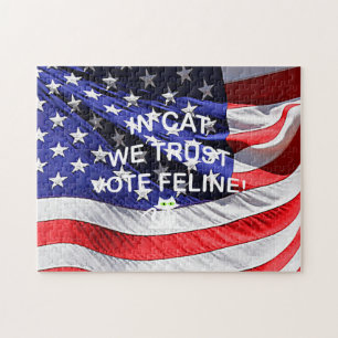 Wahlkatze mit amerikanischem Flag-Puzzle Puzzle