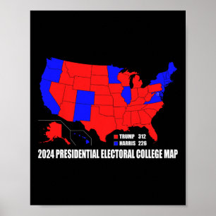 Wahlkollegium der USA Karte Trump Harri Poster