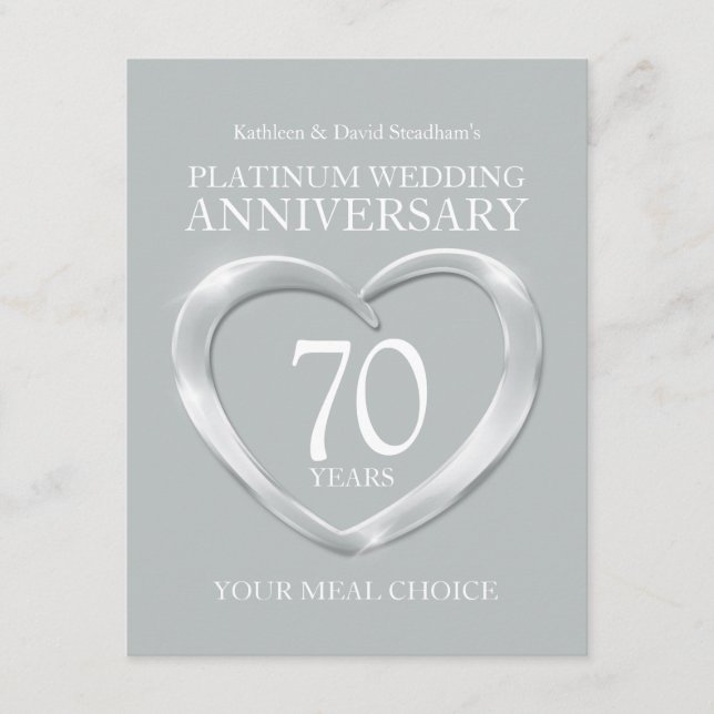 Wahlmöglichkeit für das 70. Platinum Hochzeitjubil Begleitkarte (Vorderseite)