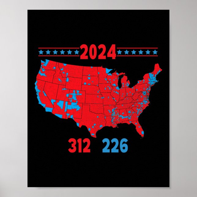 Wahlplan 2024 Trump 312 Rote Wahlen 2024 Res Poster (Vorne)