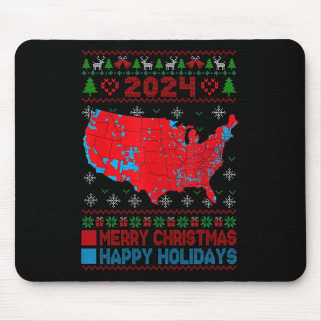 Wahlplan 2024 Trump Landslide Ugly Christmas Mousepad (Vorne)